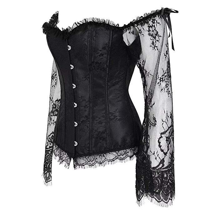 Palace Lace Long-Sleeved Tight Tudor Body Shaping Underwear One-Neck Stage Performance Suit