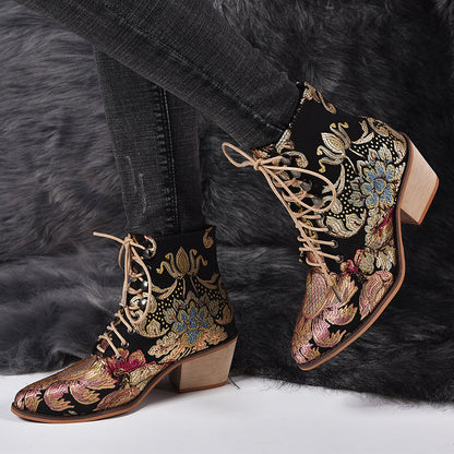 Plenty Of Stock Giant TWIPS Winter Wish Amazon Independent Station New Thick Heel Embroidered Women's Short Boots