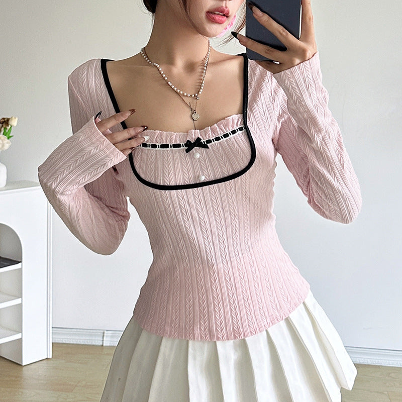 Pearl Charm Square-Neck