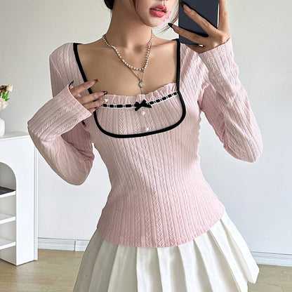 Pearl Charm Square-Neck