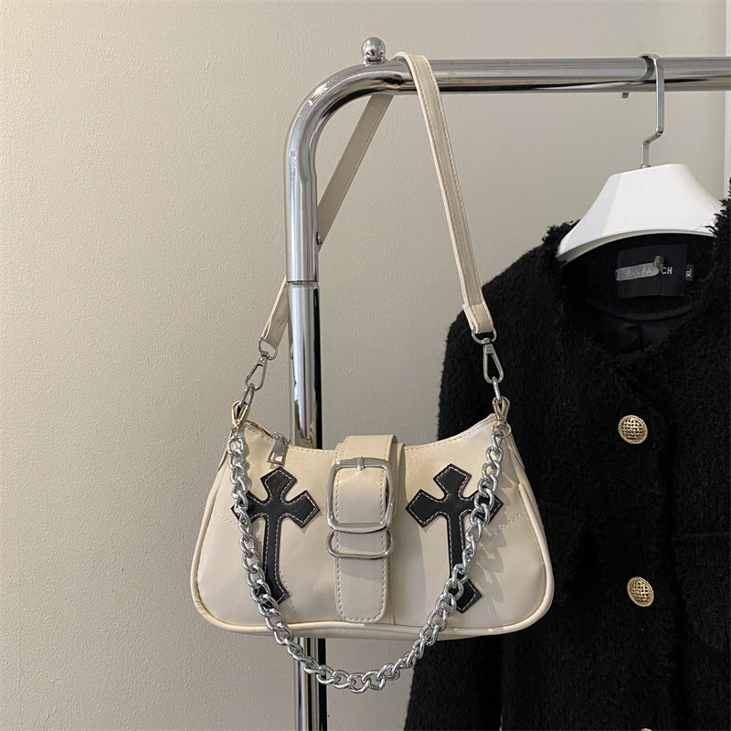 Korean Style Contrast Color Underarm Bag For Women Winter New 2023 Shoulder Bag Casual Small Square Bag Personalized Chain Bag Fashion