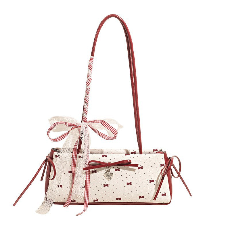 Sweet Bow Small Bag For Women 2025 New Commuter Versatile Shoulder Armpit Bag Fashionable Elegant Fresh Lady