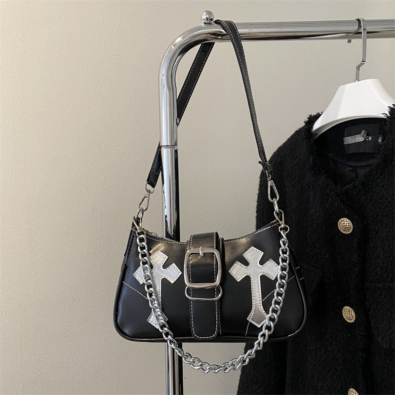 Korean Style Contrast Color Underarm Bag For Women Winter New 2023 Shoulder Bag Casual Small Square Bag Personalized Chain Bag Fashion