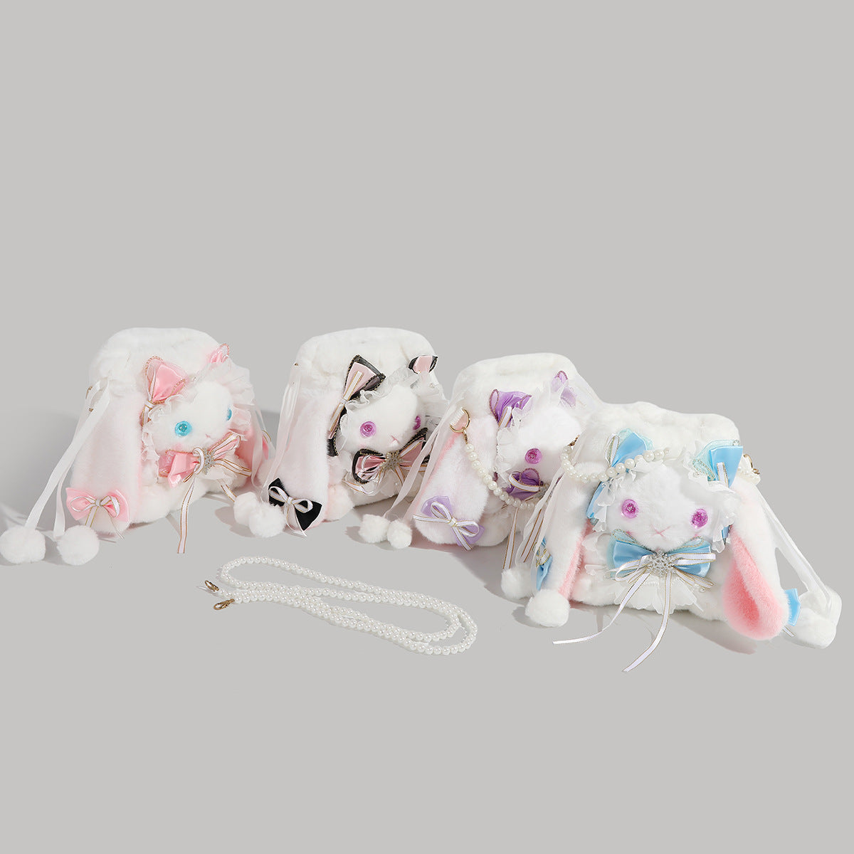 Cute Lolita Bag Women's 2024 New Cartoon Plush Bag Small Doll Birthday Gift White Rabbit Crossbody Bag