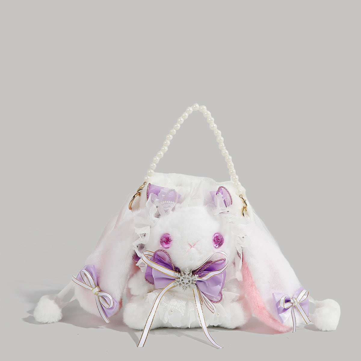 Cute Lolita Bag Women's 2024 New Cartoon Plush Bag Small Doll Birthday Gift White Rabbit Crossbody Bag