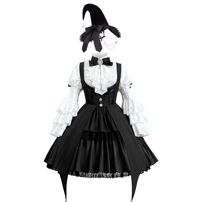 Bear Fun Sauce Original Dawn Witch Lolita Female Lolita Hat Shirt Straps Dress Carmly Wind Suit 7150
