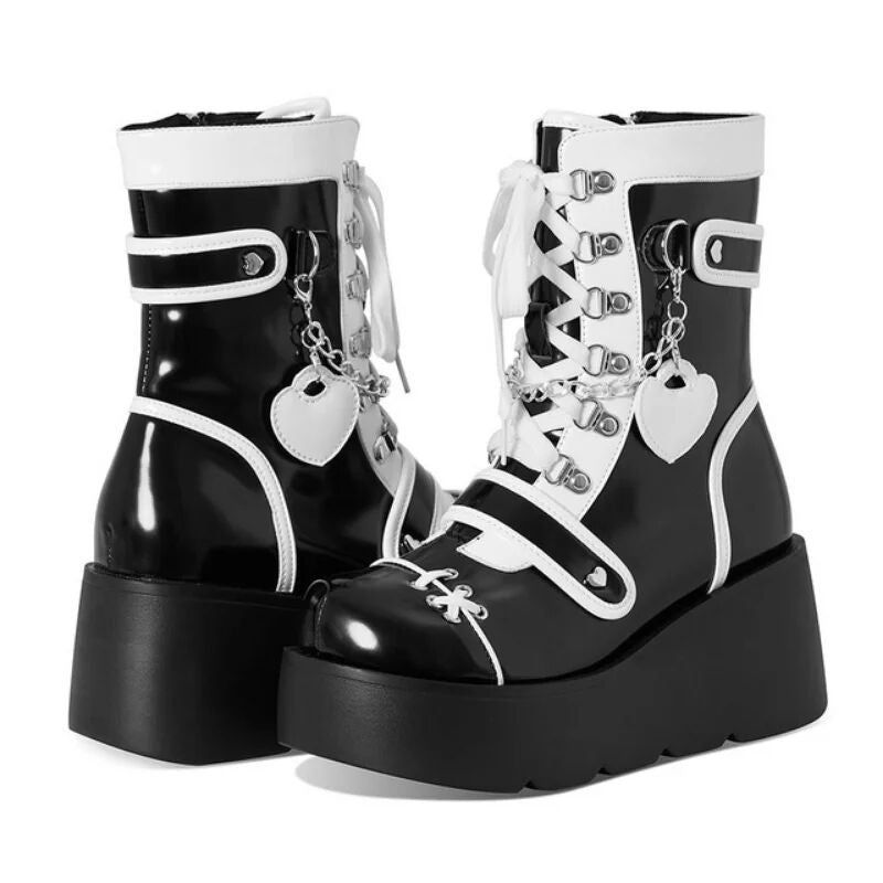 Demonia Thick-soled Boots 2023 New Punk Motorcycle Thick-soled Mid-calf Boots Women's European And American Cute Hot Girl Motorcycle Boots
