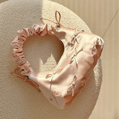 2025 Spring New Korean Style Underarm Bag High-grade Niche Pleated Bow Women Hand Bag Single Shoulder Cloud Bag