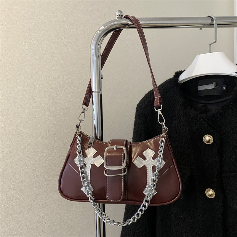 Korean Style Contrast Color Underarm Bag For Women Winter New 2023 Shoulder Bag Casual Small Square Bag Personalized Chain Bag Fashion