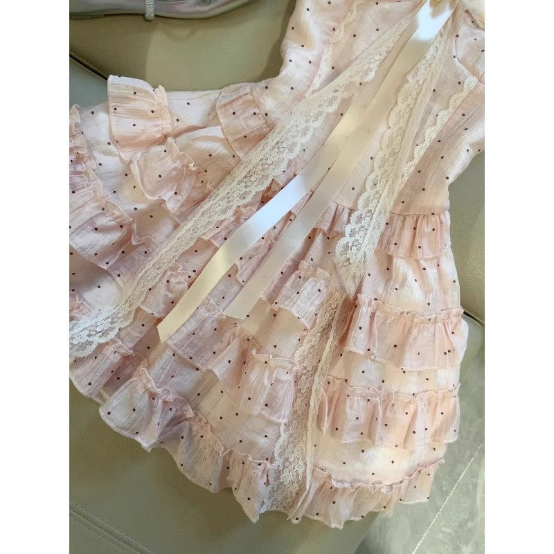 Confession Midsummer Short Skirt Spring And Summer Waist Slimming Design Pure Lusty Sweet Polka Dot Halterneck Dress For Women