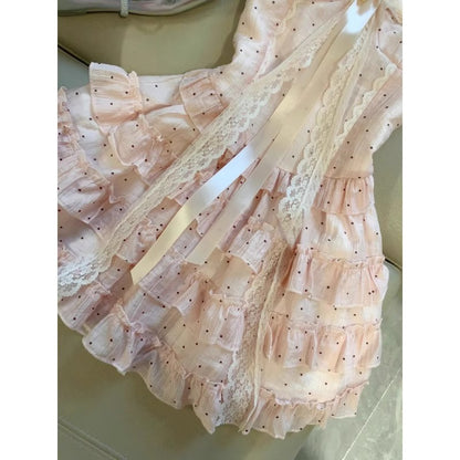 Confession Midsummer Short Skirt Spring And Summer Waist Slimming Design Pure Lusty Sweet Polka Dot Halterneck Dress For Women