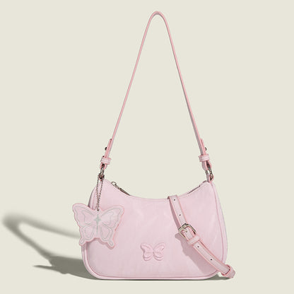 2024 Spring New Butterfly Decoration Underarm Bag Sweet And Fresh High-end All-match Fashionable Shoulder Crossbody Bag