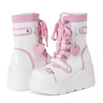 Demonia Thick-soled Boots 2023 New Punk Motorcycle Thick-soled Mid-calf Boots Women's European And American Cute Hot Girl Motorcycle Boots