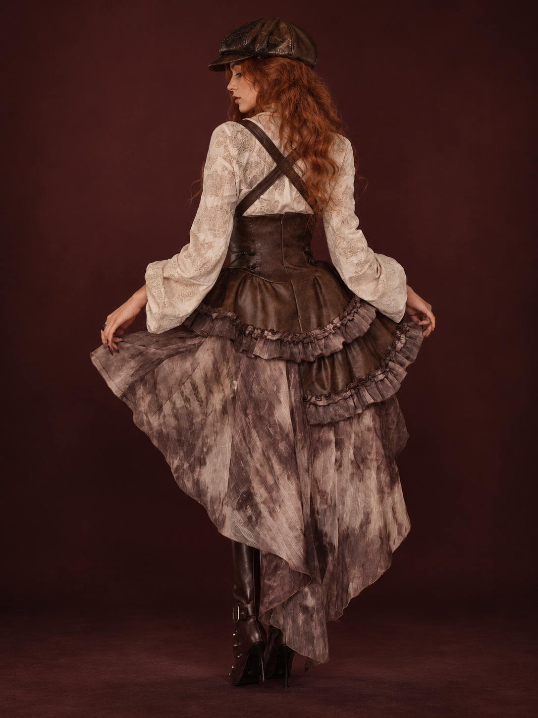 Victoria - Steampunk Maillard Brown Corset Dress