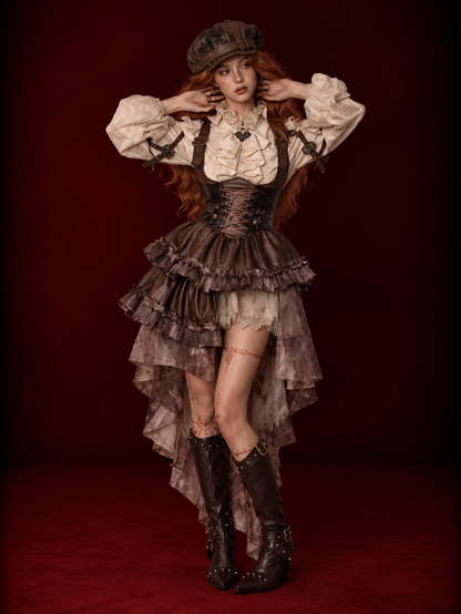 Victoria - Steampunk Maillard Brown Corset Dress